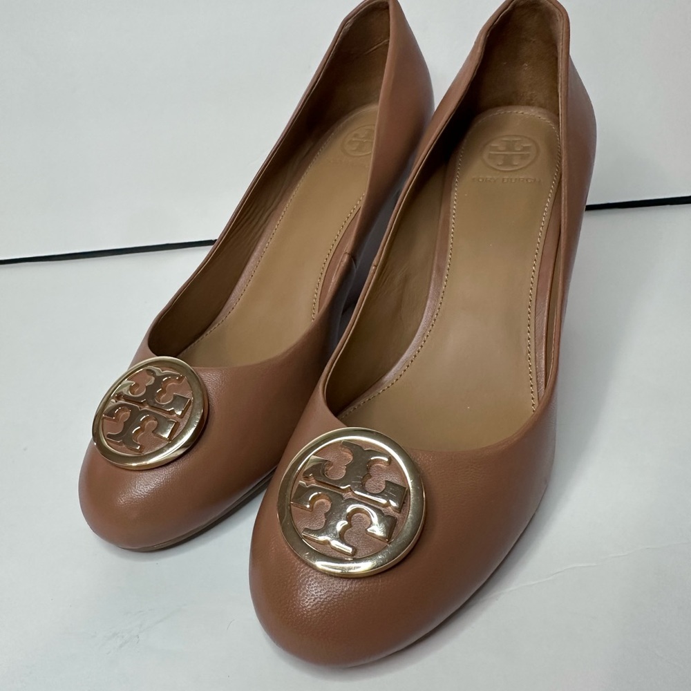 Tory Burch Women's Brown Leather Wedges Sz.8.5 - Picture 4 of 9